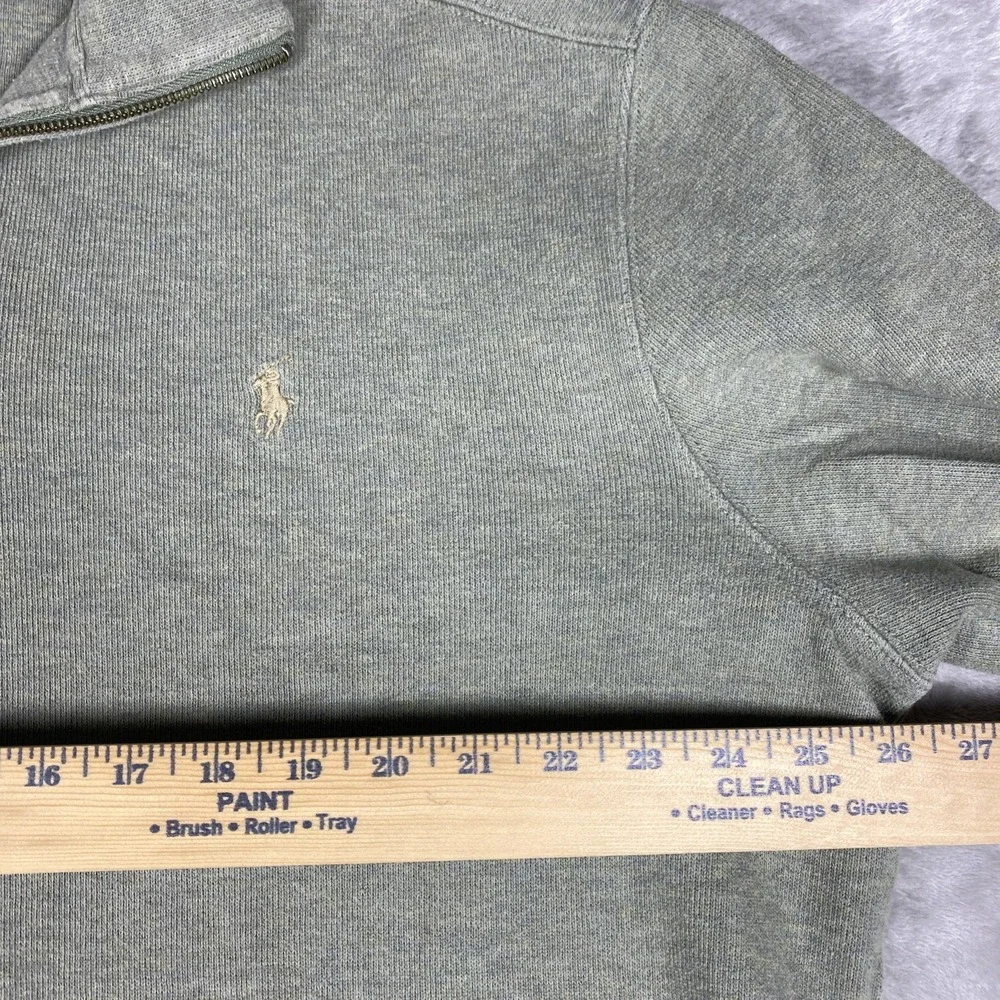 Polo Ralph  Lauren Men's XL Rib Knit Quarter Zip Sage Green Sweater Pony